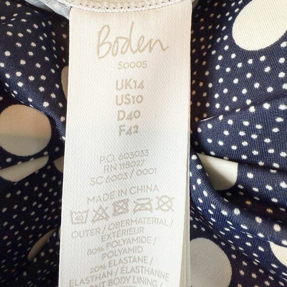 Boden Women's Tankini Top Swim Sz 14‎ Navy Blue White Polka Dots Cinch Side - Picture 5 of 6